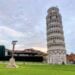 Leaning Tower of Pisa on a cloudy day.